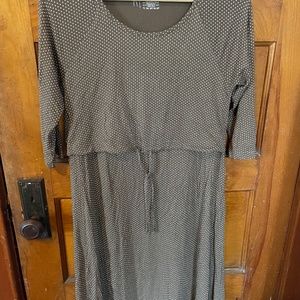 Latched Mama Drawstring Midi Nursing Dress, Brown Polkadot, Medium
